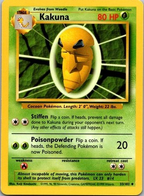 Kakuna 033/102 Base Set Uncommon LP/MP