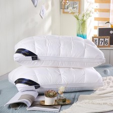 Pack of 2 Bed Pillows Hotel Quality Down Alternative Quilted Gusseted Pillow