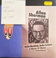 Allan Sherman Hello Mudduh, Hello Fadduh Vinyl Record 7" EX/VG+ K16691 1981