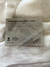 1 West Elm Sheer Belgian Flax Linen Curtain drape 48 108 WHITE New refolded