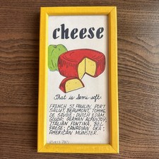 Soovia Janis Pati 1973 Vtg Framed Recipe Art Vtg Cheese Kitchen Decor