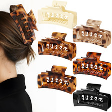 6 PCS 4.1 Inch Large Claw Clips for Thick Hair, Double Layer Teeth Tortoise Shel