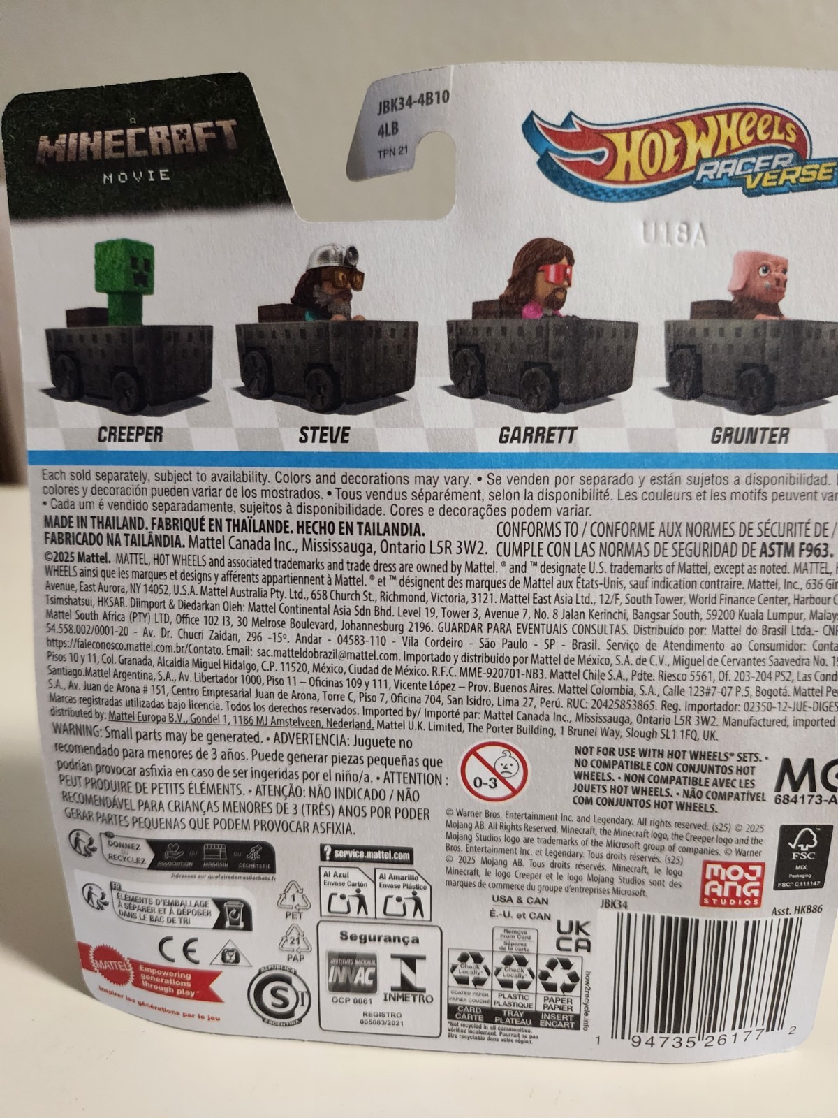 2025 Hot Wheels Racer Verse Minecraft Movie STEVE