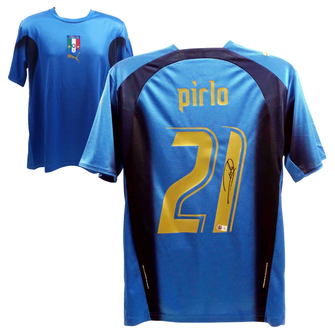 Andrea Pirlo Signed Italy FC Home Soccer Jersey #21 with Beckett