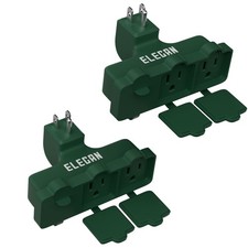 3-Outlet Wall Plug Adapter Green 2 Pack,Heavy Duty Outdoor Power Splitter,Wea...