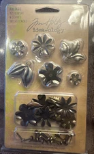 Tim Holtz idea-ology Metal Foliage Adornments, Scrapbooking, Crafting