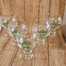 Set of 5 Vintage Stone's Gin Glasses Stemmed Copa Balloon Barware Home Bar 14cm