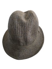 Pendleton Vintage Wool Fedora Hat Mens Gray Plaid Made USA Virgin Wool