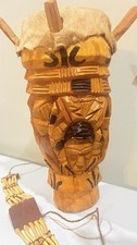 Antique Hand Carved Decorated Kpanlogo Djembe Peg Drum African Folk Art Oceanic