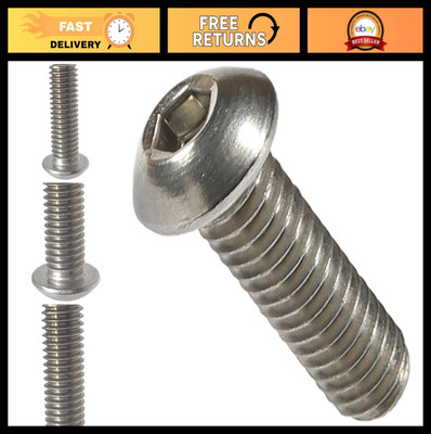 Stainless Steel Button Head Socket Cap Screws 3/8-24 x 3'' (10 Pack) - Corrosion-