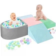 Climbing Toys for 1 Year Old, Foam Baby Climbing Blocks with Ball Pit for Tod...