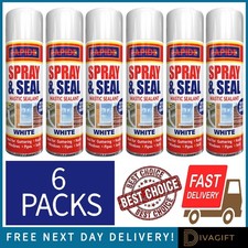 6 x WHITE LEAK STOP SPRAY 400ML MASTIC SEALANT WATERPROOF GUTTER ROOF PIPES SEAL