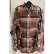 Ralph Lauren Classic Fit 100 Cotton L/S Men's Shirt XL Green and Red Plaid A 
