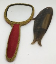 Pettine in osso vintage e specchio a mano fatto a mano