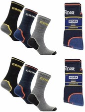 6 PAIRS GOODYEAR Work Socks Heavy Duty Boot Cushion Reinforced Heel Toe