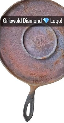 GRISWOLD ERIE 8 DIAMOND Logo Cast Iron ROUND GRIDDLE 1884-1909 RARE