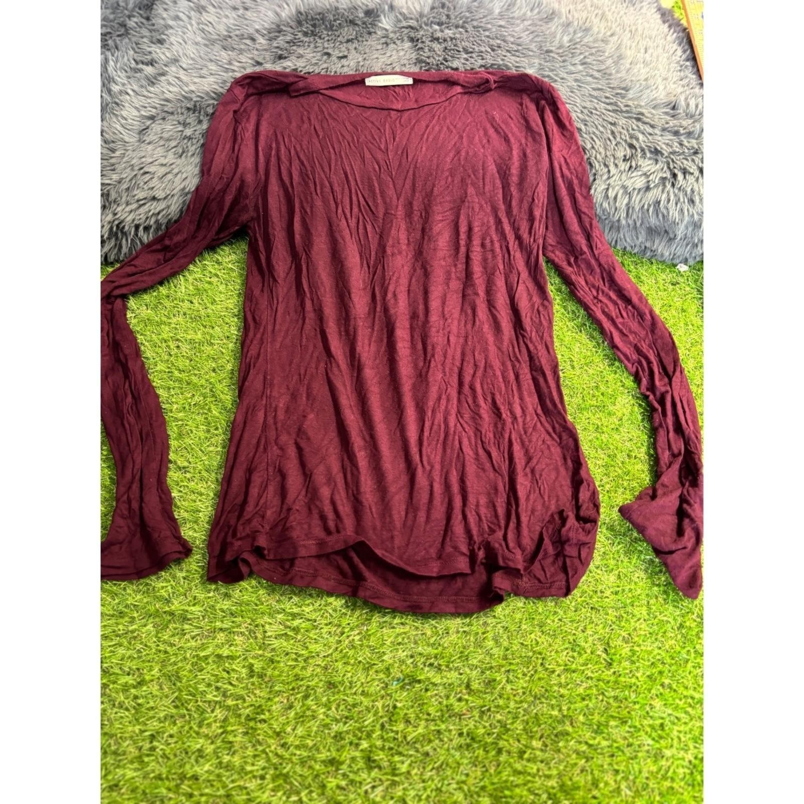 Active Basic Long Sleeve Top Burgundy Fitted Tuni… - image 2