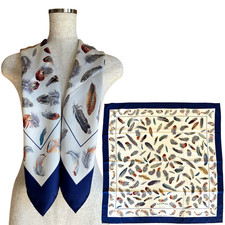 Sciarpa HERMES Carre 90 "PLUMES" 100% seta vintage rara pulita