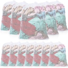 12 Pack Mesh Laundry Bag large Drawstring Heavy Duty Bag Bulk, 24 x 36 Inches...