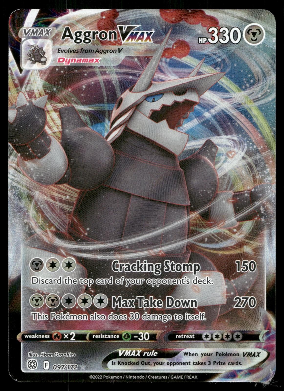 Aggron VMAX 097/172 Holo VMAX Rare Brilliant Stars Pokemon Lightly Played