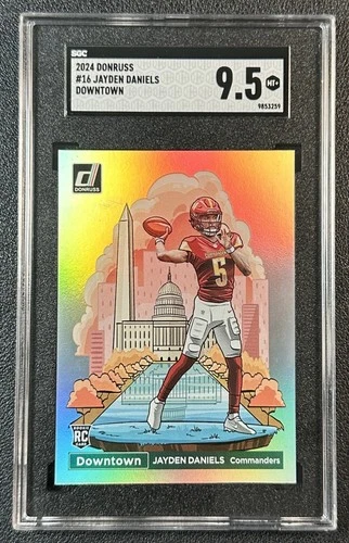 JAYDEN DANIELS SGC 9.5 2024 PANINI DONRUSS #16 ROOKIE DOWNTOWN! SSP RC 259