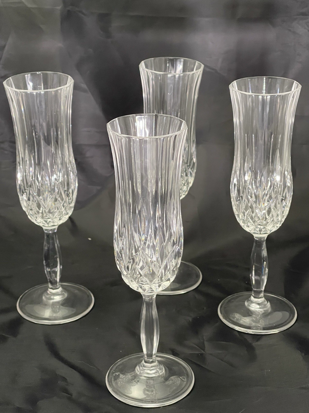 RCR Royal Crystal Rock Fluted Champagne Glasses Aurea Italy Set Of 4 8.5" tall