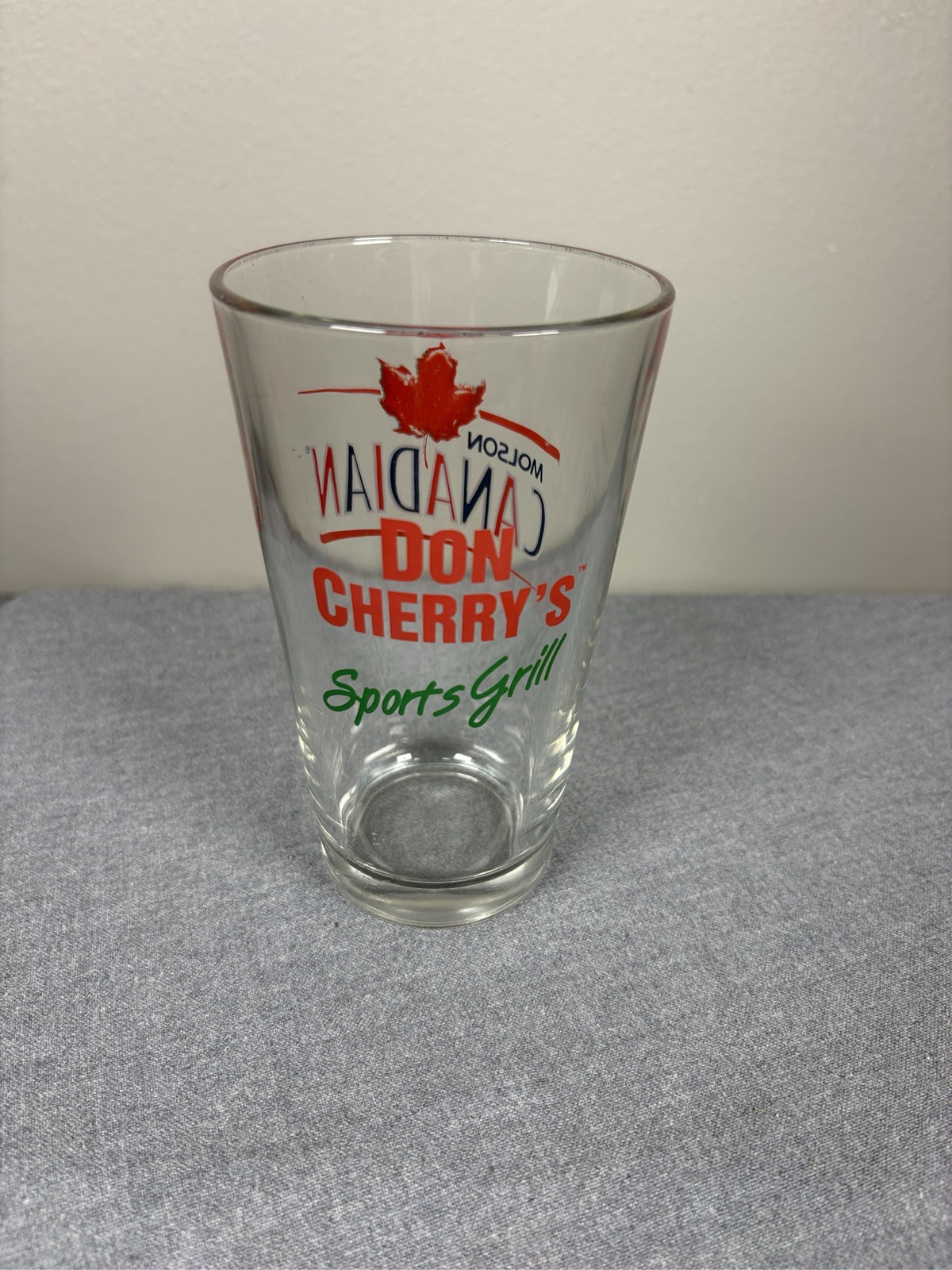 Don Cherry's Sports Grill Pint Beer Glass Molson Canadian Maple Leaf
