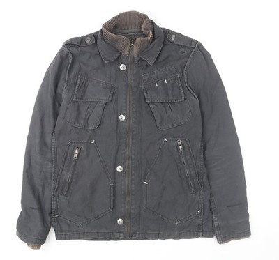 River Island Herren Militärjacke schwarz Baumwolle S