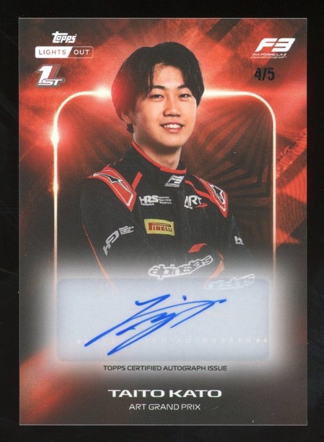 2026 Topps Lights Out F1 Formula 1 Racing Taito Kato 1st Red Auto /5 Next Gen F3