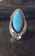 Vintage Native American Navajo Sterling Silver and Turquoise ring Sz 8