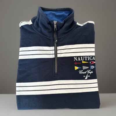 Nautica North Coast Sailing Club Coast Cup  Quarter Zip Large Embroidered Blue