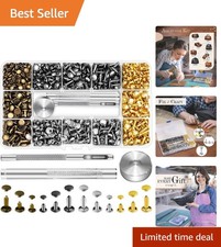480 Pack Brass Rivets - Durable DIY Kit for Leather Craft Projects