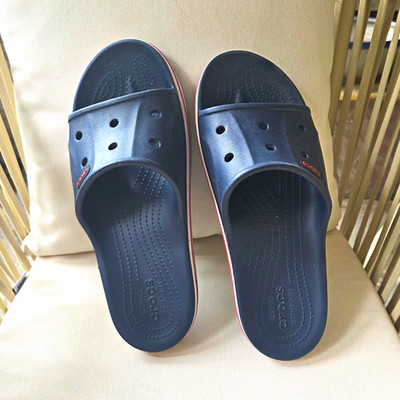 Crocs Herren Badelatschen Slip-On Gummi atmungsaktiv Logo Blau EU 43