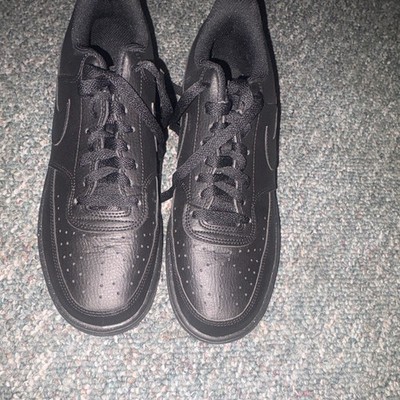 Nike Air Force 1 Low Top Black Leather Lace-Up Sneaker Kids US 9 DH2987-002