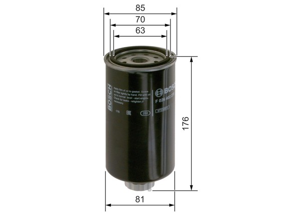 Kraftstofffilter Bosch F 026 402 270 Anschraubfilter Mit Wasserabscheider 81Mm-image