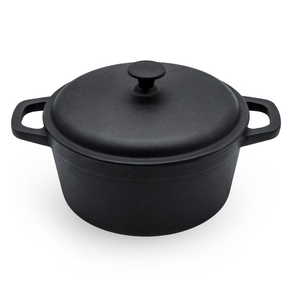Gusseisen Topf Mit Deckel 20 Cm - Grilltopf Eisentopf Kochtopf Schmortopf BräTer-image