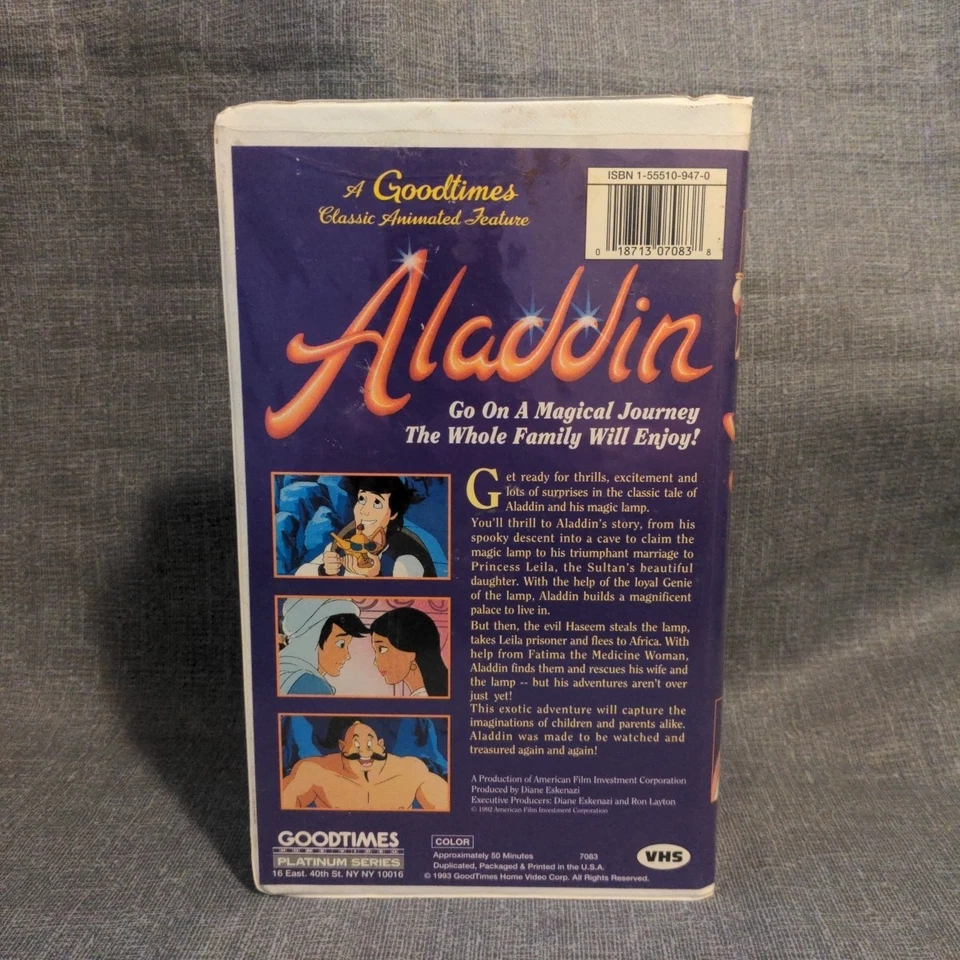 Disney's Aladdin (VHS, 1993) Good Times Platinum Series Clamshell - Acceptable - Image 2 of 4
