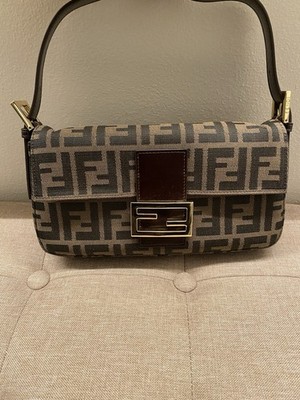 Fendi Tasche Kürbis Canvas Leder Mama Baguette