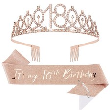 Crown and Pearl Pin Set for 18th Birthday 2 Piece Set, Sash  Tiara