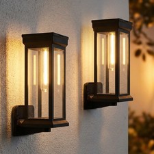pearlstar Outdoor Solar Wall Lights 2Pack Dusk to Dawn Porch 2 PACK, Black
