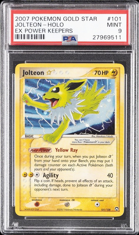 2007 POKEMON EX POWER KEEPERS GOLD STAR #101 JOLTEON-HOLO PSA 9