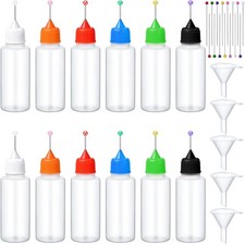 12 Pcs Precision Tip Applicator Bottles with Mini Funnels for DIY Crafts