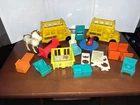 Vintage Mixed Lot Of Fisher Price Furniture And Two Buses