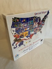 United States of America map shaped puzzle 50 flags flowers birds 600 pieces USA