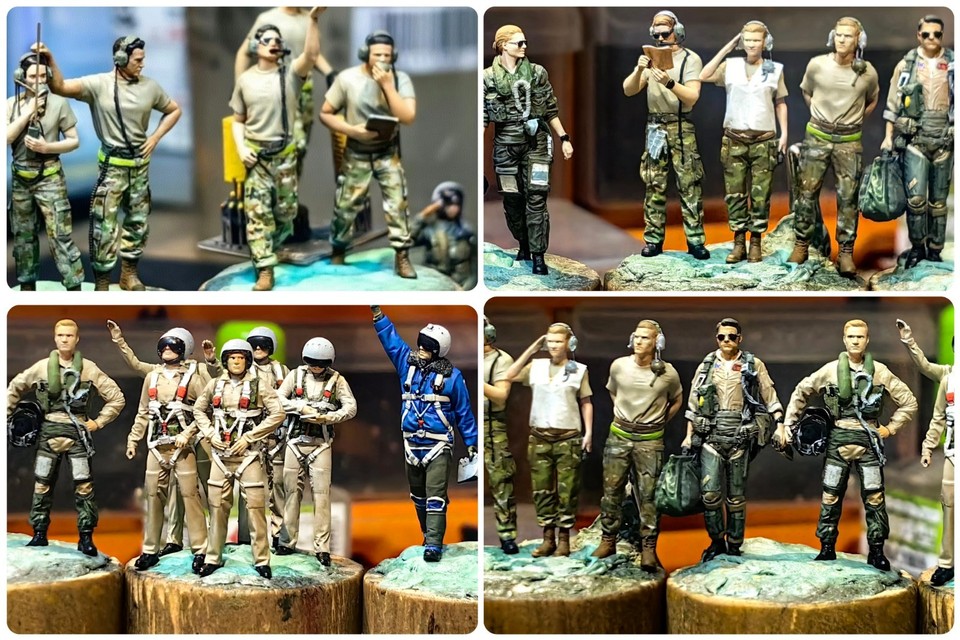 Il pilota servizio terra portaerei base militare moderna 1:48 dipinto diorama