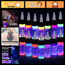 14 Color Tattoo Ink Set 15ml Bottles - Professional Fluorescent Pigment Kit