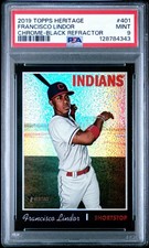 2019 Topps Heritage Francisco Lindor #THC-401 Chrome Black #'d/70 PSA 9 Low Pop