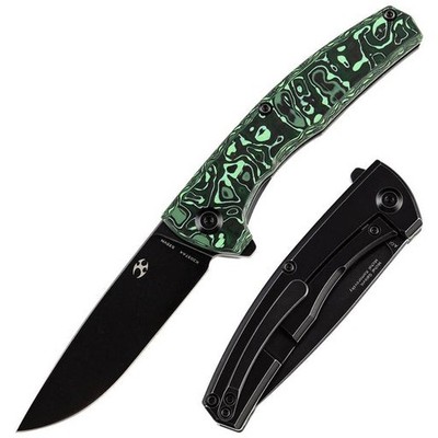 Kansept AGI Frame Lock Knife Green Carbon Fiber/Titanium (2.9'' Black Stonewash)
