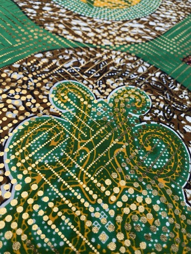 Hobby Lobby Green Metallic Gold Ankara Abstract Apparel Cotton Fabric 1 Yd - 第 4/10 張圖片