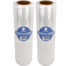 18 Inch Stretch Wrap - 1200 Feet  60 Gauge, 2 Roll Clear Plastic Self-adheri...